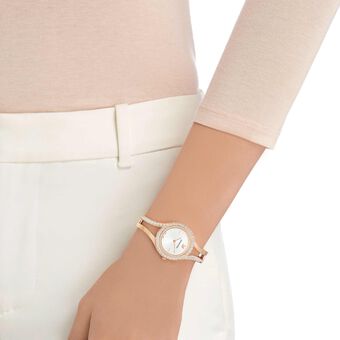 swarovski eternal watch  metal bracelet  white  rose gold tone