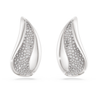 swarovski classica clip earrings  statement  round cut  white  sterling silver