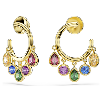 swarovski imber hoop earrings  mixed cuts  multicolored  18k gold finish