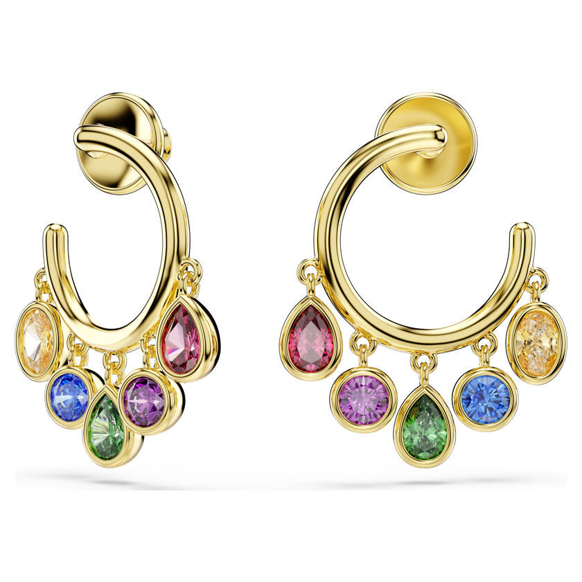swarovski imber hoop earrings  mixed cuts  multicolored  18k gold finish
