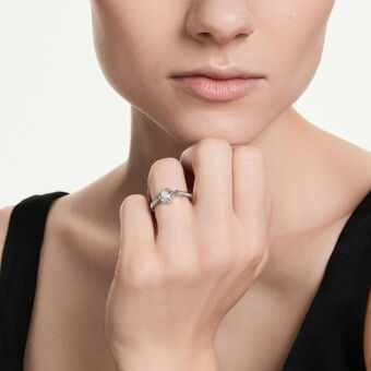 swarovski chroma ring  mixed cuts  star  white  rhodium plated