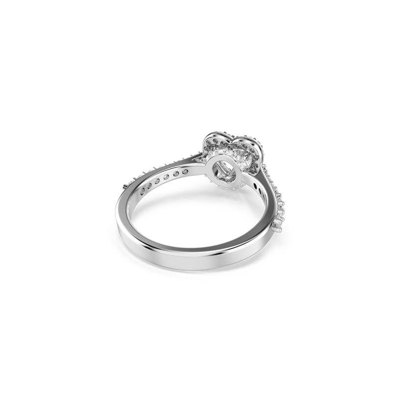 swarovski una angelic motif ring  mixed cuts  heart  white  rhodium plated