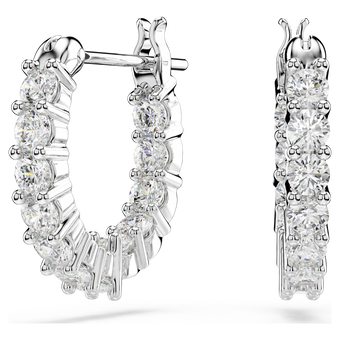 swarovski matrix vittore hoop earrings  round cut  white  rhodium plated