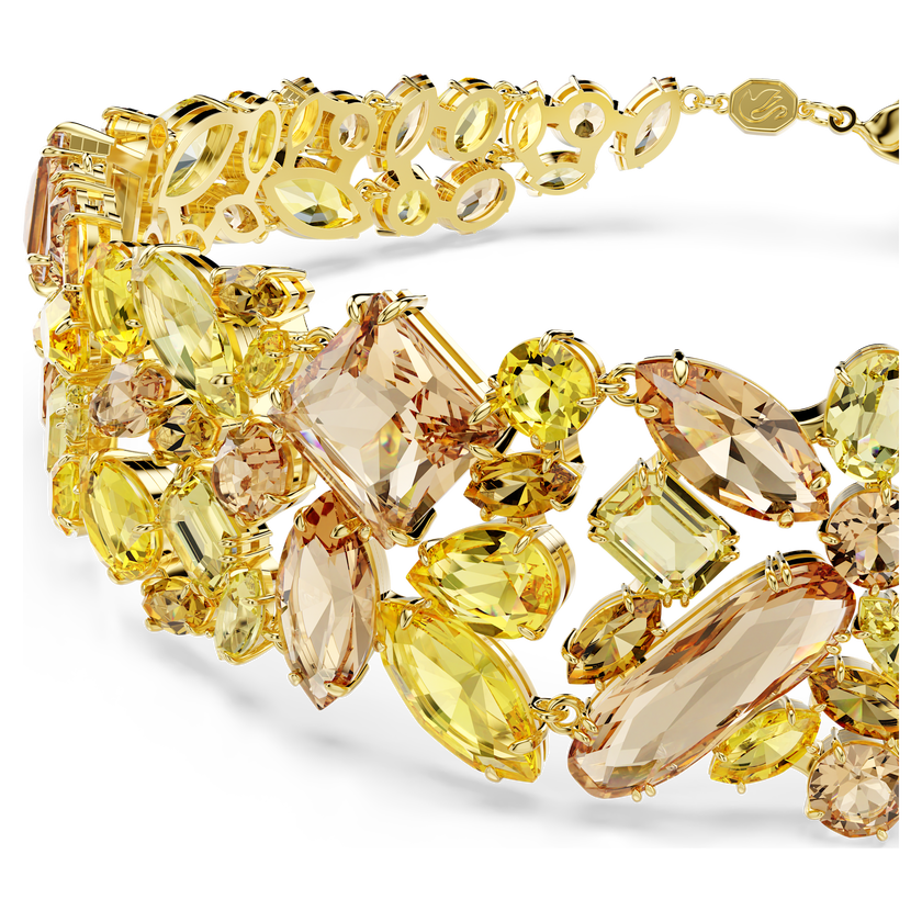 swarovski gema choker  mixed cuts  yellow  gold tone plated