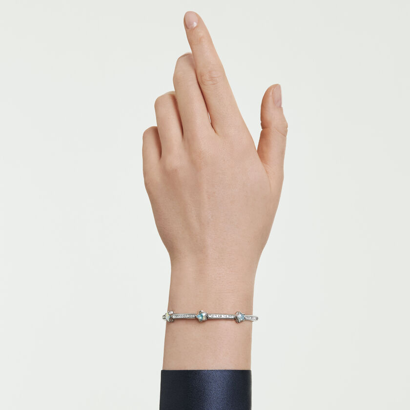 swarovski chroma bangle  mixed cuts  star  white  rhodium plated