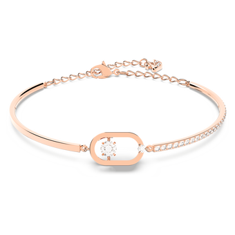swarovski una bracelet  round cut  oval shape  white  rose gold tone plated