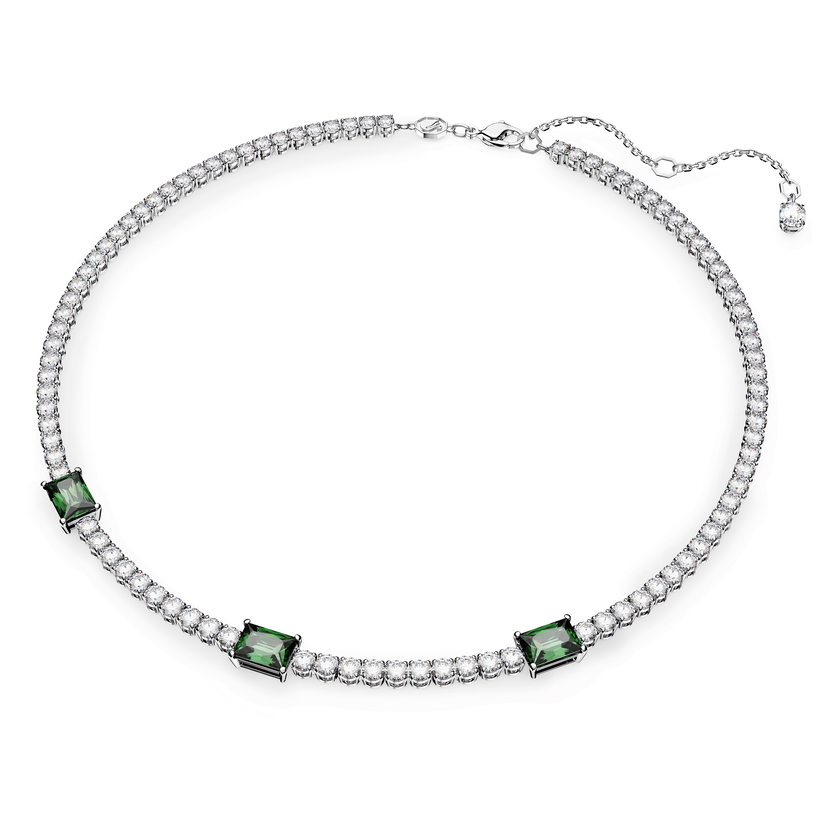swarovski matrix tennis necklace  mixed cuts  green  rhodium plated