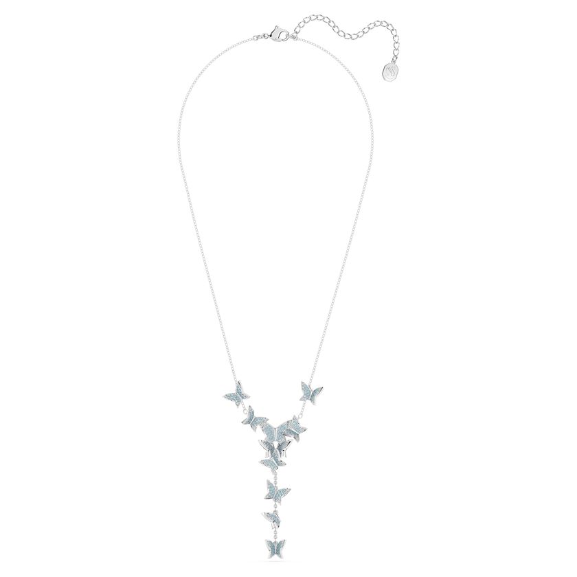 Buy Swarovski Lilia Y necklace, Butterfly, Blue, Rhodium plated