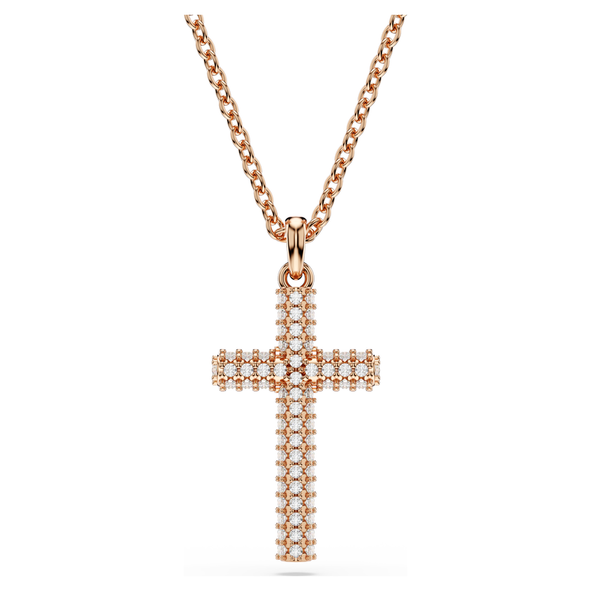 swarovski insigne pendant  cross  white  18k rose gold finish