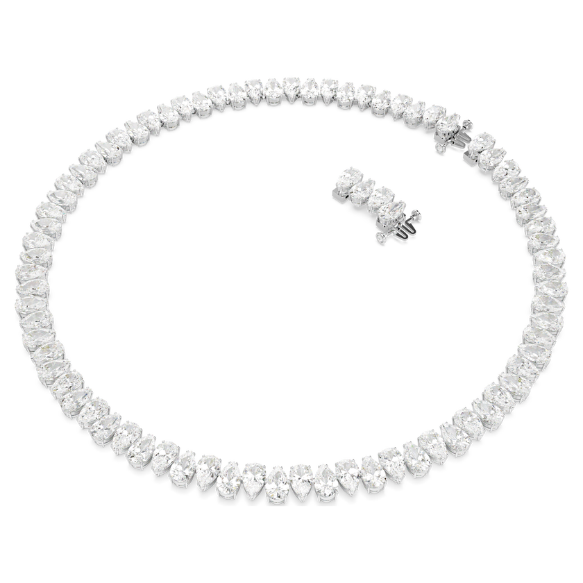 swarovski matrix tennis necklace  pear cut  white  rhodium plated