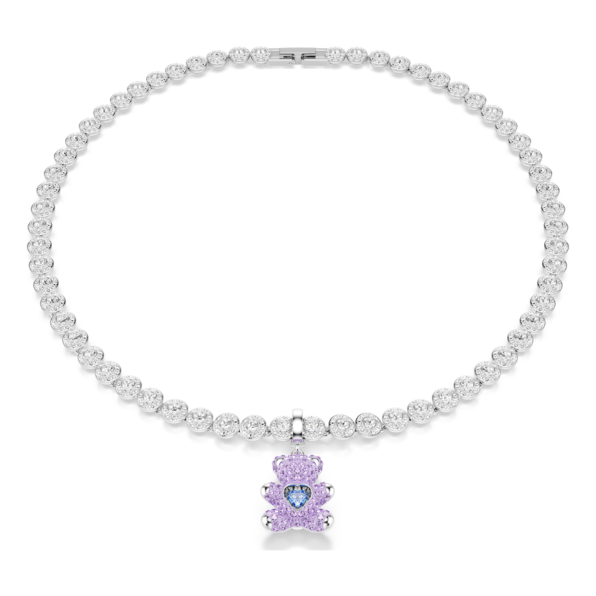 swarovski idyllia charm  mixed cuts  teddy  purple  rhodium plated