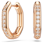 swarovski dextera hoop earrings  octagon shape  round cut  small  white  rose gold tone plated