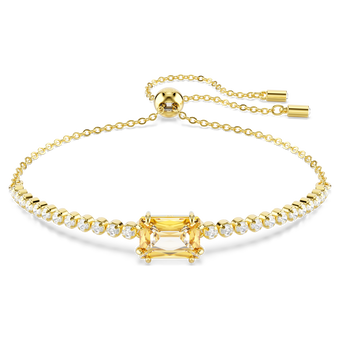swarovski matrix tennis bracelet  mixed cuts  caramel  18k gold finish