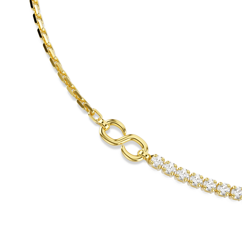 swarovski matrix necklace  round cut  white  18k gold finish