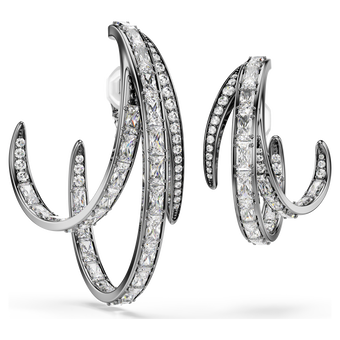 swarovski the vienna collection ear cuff set  3   feather  white  ruthenium plated