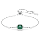 swarovski birthstone bracelet  square cut  may  green  rhodium plated