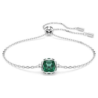 swarovski birthstone bracelet  square cut  may  green  rhodium plated