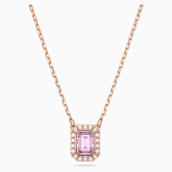 Millenia necklace, Octagon cut, Purple, Rose gold-tone plated