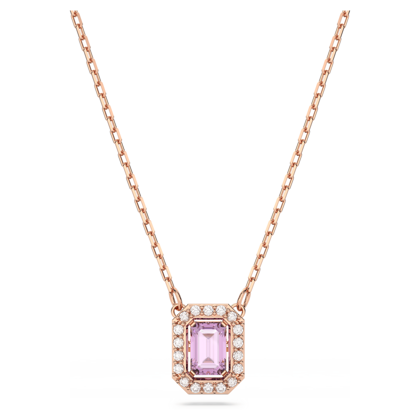 swarovski millenia necklace  octagon cut  purple  rose gold tone plated