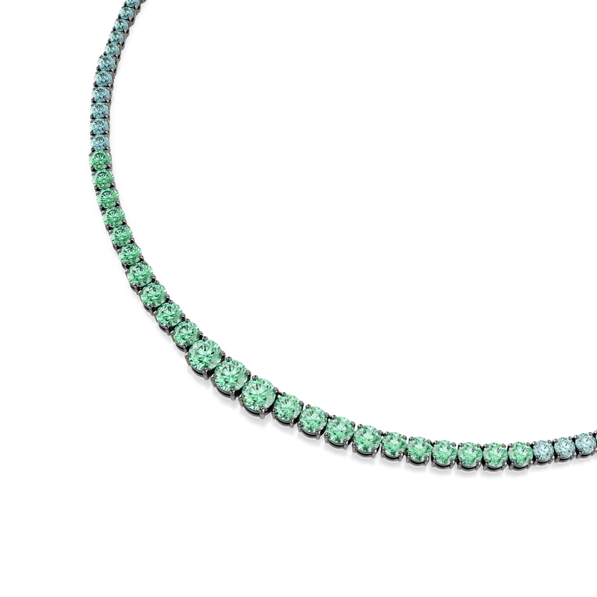 swarovski matrix tennis necklace  gradient of round cuts  multicolored  ruthenium plated