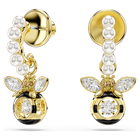 swarovski idyllia drop earrings  crystal pearl  mixed cuts  bee  multicolored  gold tone plated