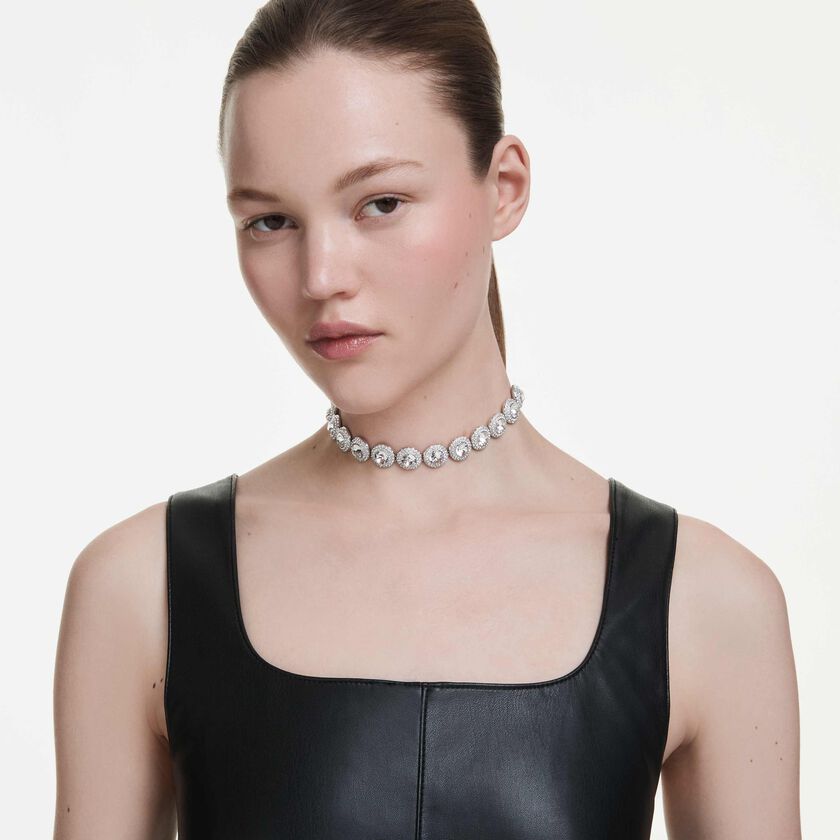 swarovski una angelic choker  white  rhodium plated
