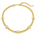 Numina necklace, Round cut, White, Gold-tone plated