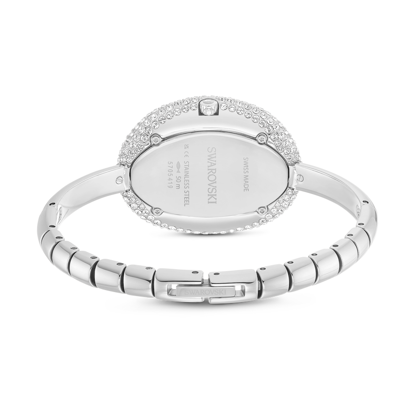 swarovski imber bangle watch  swiss made  metal bracelet  silver tone  stainless steel