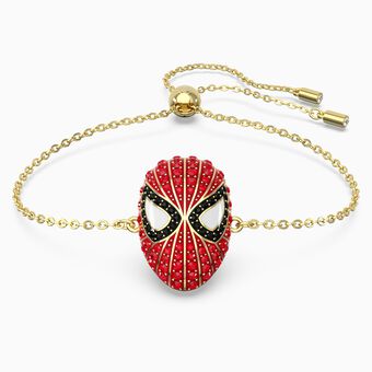 Spider-Man bracelet, Red, Gold-tone plated