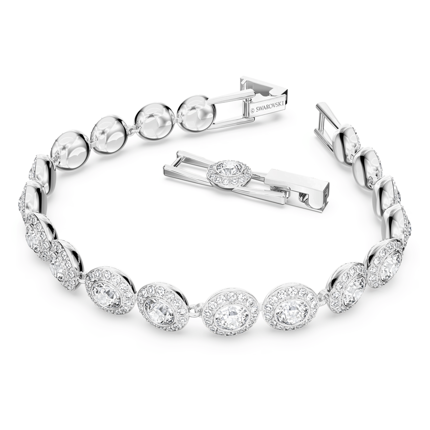 swarovski una angelic set  round cut  white  rhodium plated