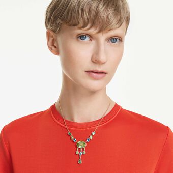 swarovski gema y necklace  mixed cuts  multicolored  gold tone plated