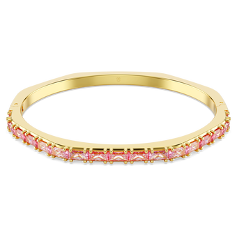 swarovski matrix bangle  baguette cut  pink  gold tone plated