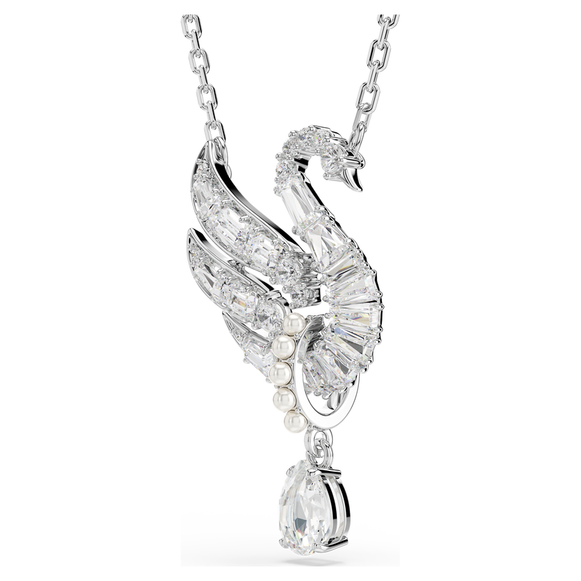 swarovski swan vienna pendant  swan  white  rhodium plated