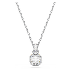 swarovski birthstone pendant  square cut  april  white  rhodium plated