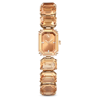 swarovski watch  octagon cut bracelet  brown  champagne gold tone finish