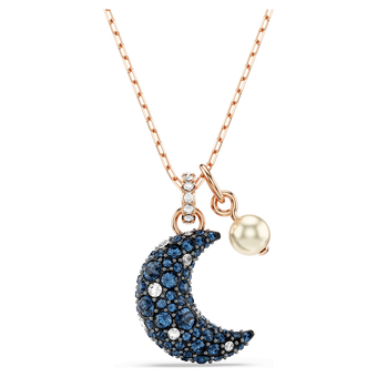 swarovski sublima pendant  crystal pearl  moon  multicolored  rose gold tone plated