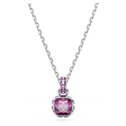 swarovski birthstone pendant  square cut  february  purple  rhodium plated