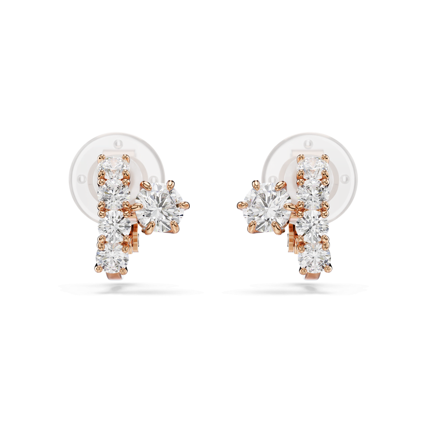 swarovski matrix clip earrings  round cut  white  18k rose gold finish