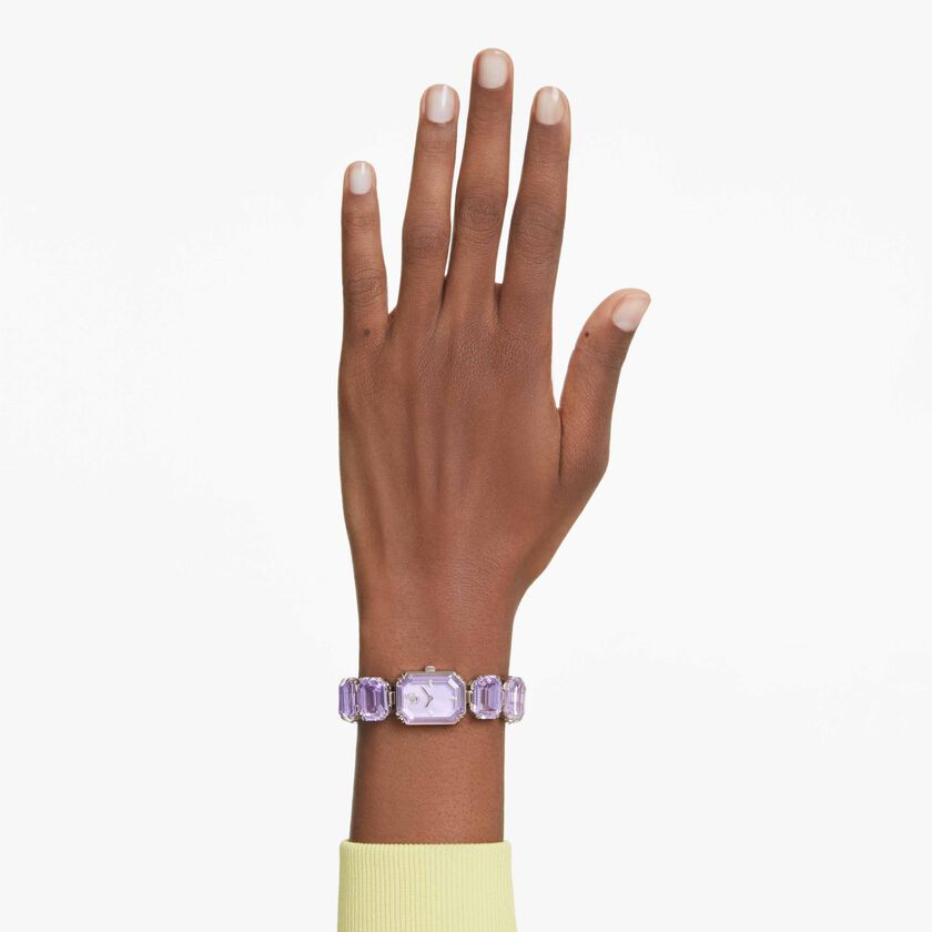 swarovski watch  octagon cut bracelet  purple  champagne gold tone finish