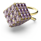 Curiosa cocktail ring, Square, Purple, Gold-tone plated