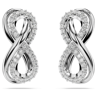 swarovski hyperbola stud earrings  infinity  white  rhodium plated