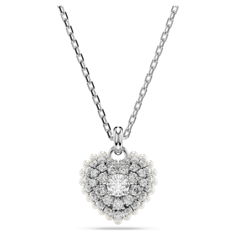 swarovski idyllia pendant  heart  white  rhodium plated