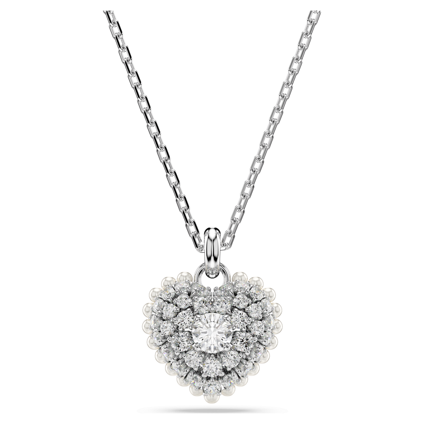 swarovski idyllia pendant  heart  white  rhodium plated
