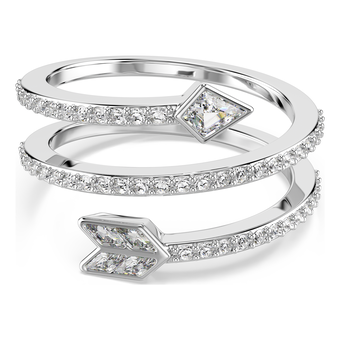 swarovski idyllia motif ring  mixed cuts  arrow  white  rhodium plated