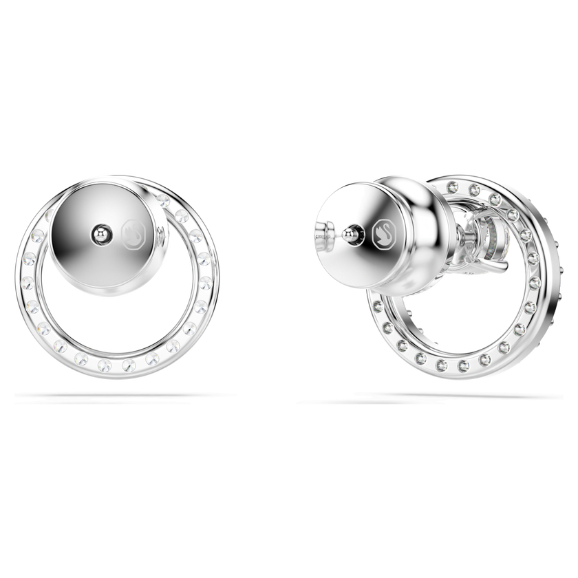 swarovski constella stud earrings  round cut  white  rhodium plated