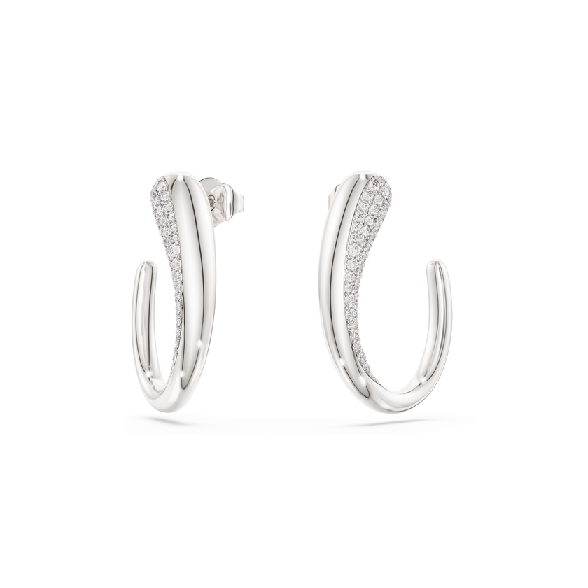 swarovski classica hoop earrings  round cut  white  sterling silver