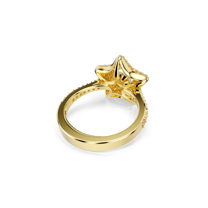 swarovski sublima ring  round cut  star  multicolored  18k gold finish