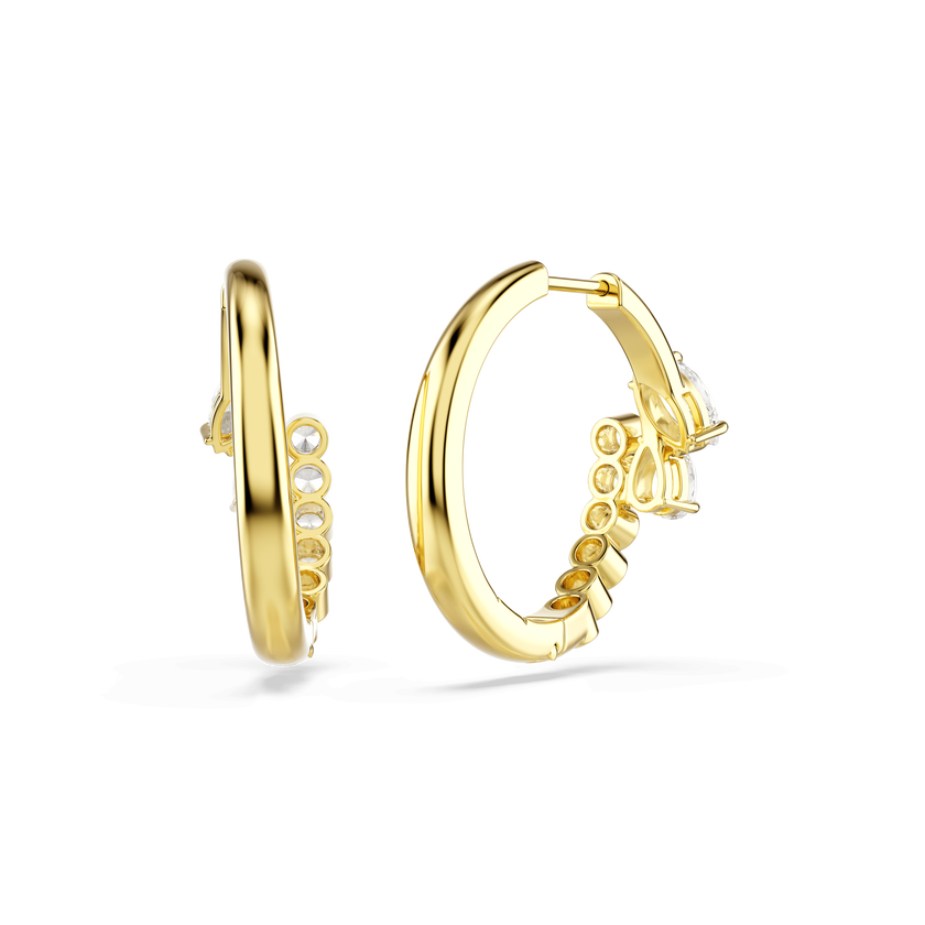 swarovski mesmera hoop earrings  mixed cuts  white  18k gold finish