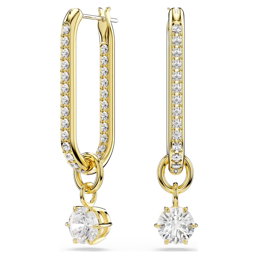 swarovski constella drop earrings  round cut  white  gold tone plated