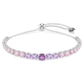 swarovski matrix tennis bracelet  gradient of round cuts  multicolored  rhodium plated